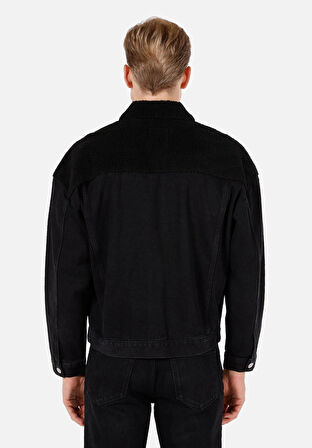 Oversize Fit Düğmeli Astarsız  Erkek Mavi Ceket