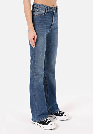 Regular Fit   Kadın İndigo Jean Pantolon
