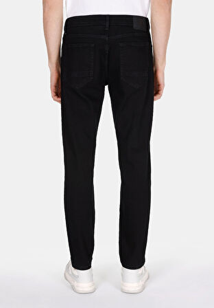 Regular Fit Orta Bel Daralan Paça Erkek Siyah Jean Pantolon