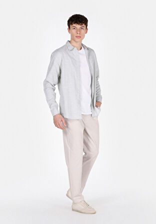 Slim Fit Orta Bel Uzun Paça Erkek Bej  Pantolon