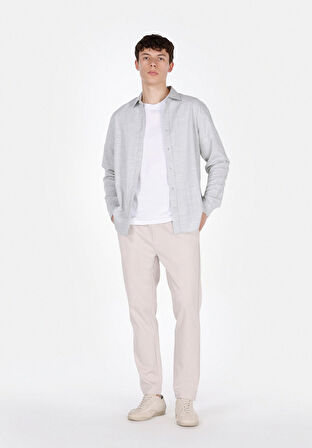 Slim Fit Orta Bel Uzun Paça Erkek Bej  Pantolon