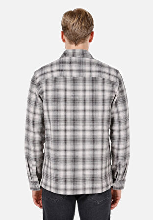 Comfort Fit Shirt Neck Ekoseli Erkek Gri Shacket Cl1072030