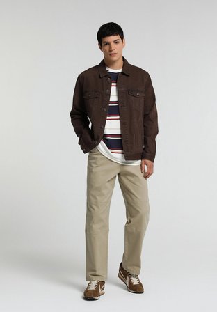 Relaxed Fit Orta Bel Geniş Paça Erkek Bej  Pantolon