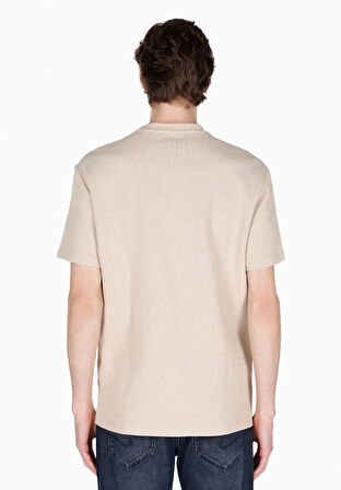 Comfort Fit Yuvarlak Yaka Düz Erkek Bej Kısa Kol Tişört Cl1072066