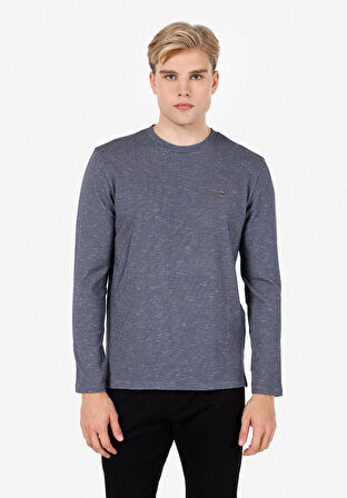 Regular Fit Yuvarlak Yaka Düz Erkek Lacivert Uzun Kol Tişört Cl1072078