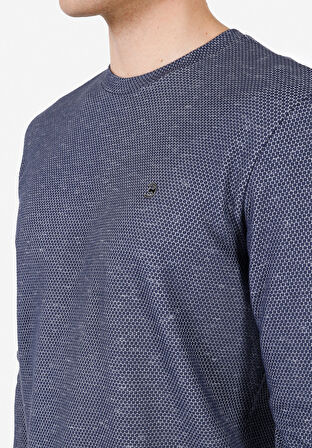Regular Fit Yuvarlak Yaka Düz Erkek Lacivert Uzun Kol Tişört Cl1072078
