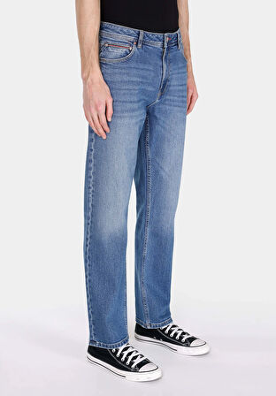 045 Davıd Regular Fit Orta Bel Düz Paça Erkek Mavi Jean Pantolon Cl1072209