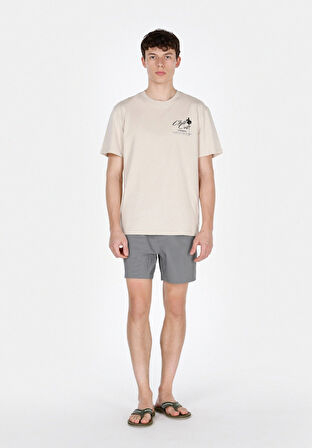 Slim Fit Çizgili Erkek Siyah Deniz Şortu