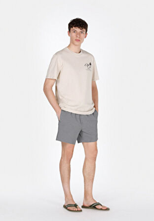 Slim Fit Çizgili Erkek Siyah Deniz Şortu