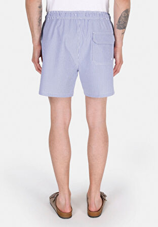 Slim Fit Çizgili Erkek Lacivert Deniz Şortu