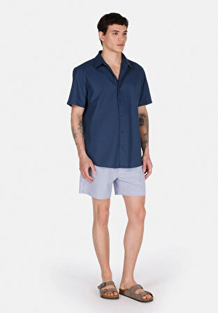 Slim Fit Çizgili Erkek Lacivert Deniz Şortu