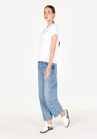 Balloon Fit   Kadın İndigo Jean Pantolon