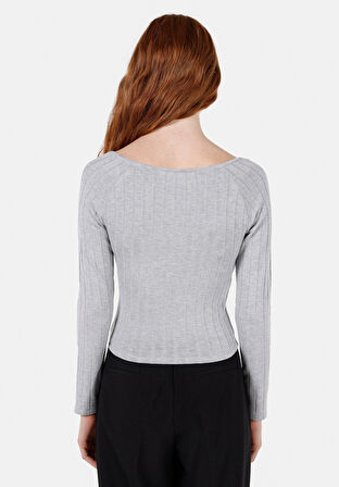 Gri Kadın Bluz U.kol