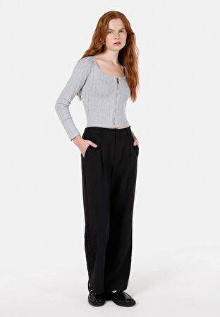 Gri Kadın Bluz U.kol