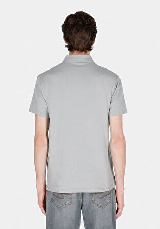 Regular Fit Polo Yaka Düz Erkek Gri Kısa Kol Tişört