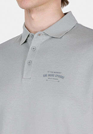 Regular Fit Polo Yaka Düz Erkek Gri Kısa Kol Tişört
