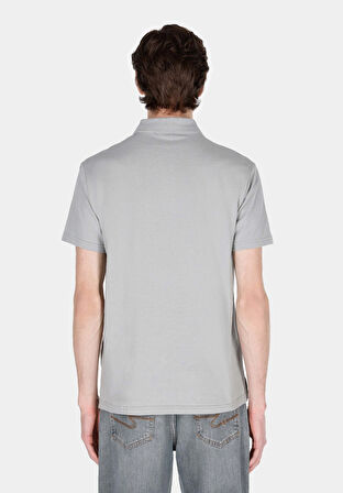 Regular Fit Polo Yaka Düz Erkek Gri Kısa Kol Tişört