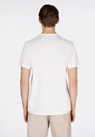 Regular Fit Yuvarlak Yaka Düz Erkek Beyaz Kısa Kol Tişört Cl1072848
