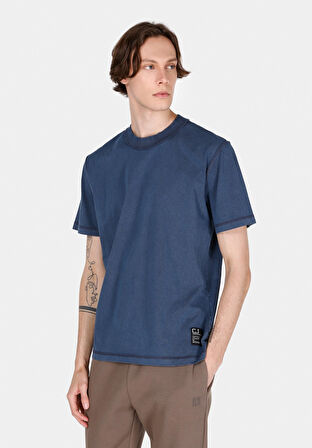Comfort Fit Yuvarlak Yaka Düz Erkek Mavi Kısa Kol Tişört Cl1072858