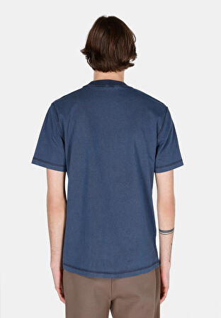 Comfort Fit Yuvarlak Yaka Düz Erkek Mavi Kısa Kol Tişört Cl1072858