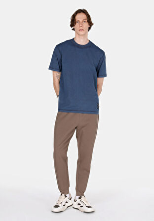 Comfort Fit Yuvarlak Yaka Düz Erkek Mavi Kısa Kol Tişört Cl1072858