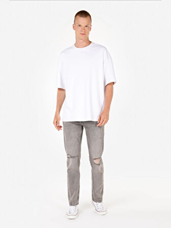 042 John Slim Straight Fit Jean Gri Erkek Pantolon