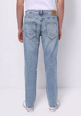 Straight Fit Düşük Bel Düz Paça Erkek İndigo Jean Pantolon