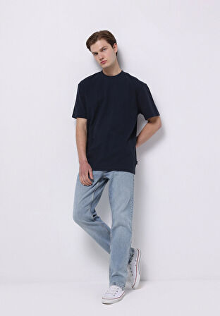 Straight Fit Düşük Bel Düz Paça Erkek İndigo Jean Pantolon