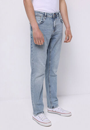 Straight Fit Düşük Bel Düz Paça Erkek İndigo Jean Pantolon