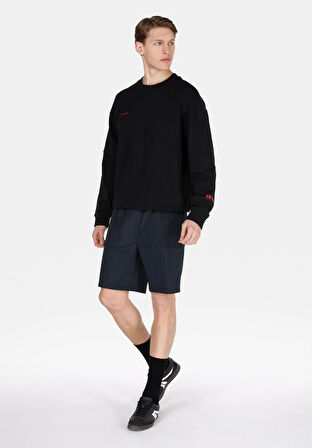 Regular Fit Orta Bel Düz Erkek Siyah Şort