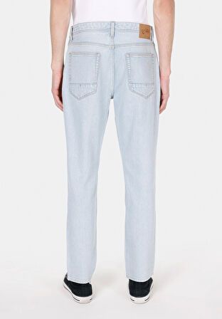 Regular Fit Orta Bel Daralan Paça Erkek İndigo Jean Pantolon