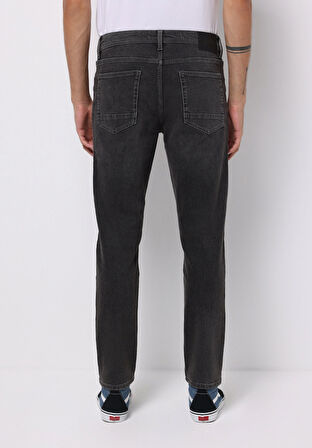Regular Fit Orta Bel Daralan Paça Erkek Siyah Jean Pantolon