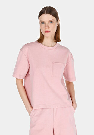 Regular Fit Yuvarlak Yaka Düz Kadın Pembe Kısa Kol Tişört Cl1073150