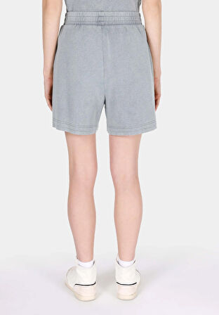 Regular Fit Orta Bel Düz Kadın Gri Şort Cl1073155