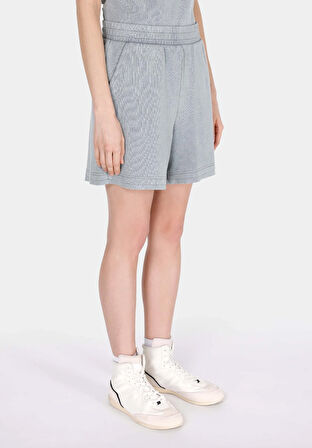 Regular Fit Orta Bel Düz Kadın Gri Şort Cl1073155