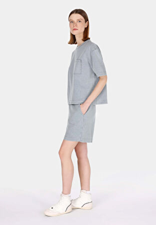 Regular Fit Orta Bel Düz Kadın Gri Şort Cl1073155