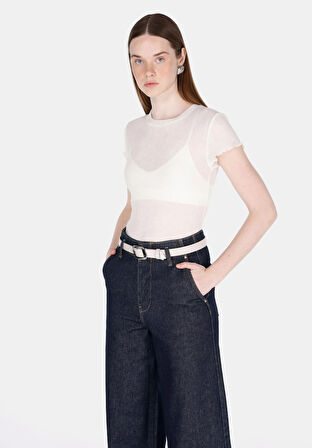 Regular Fit   Kadın Beyaz Kısa Kol Tişört