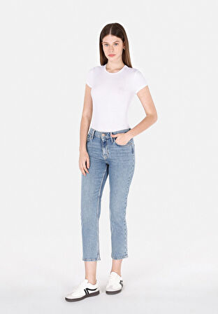 891 Maya Slim Fit   Kadın Mavi Jean Pantolon Cl1073213