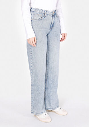 970 Berry Regular Fit Yüksel Bel Geniş Paça Kadın Mavi Jean Pantolon Cl1073220
