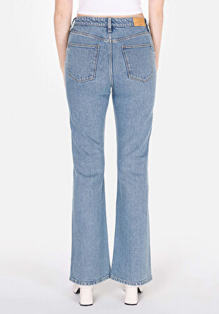 791 Monıca Regular Fit Orta Bel Geniş Paça Kadın Yeşil Jean Pantolon Cl1073222