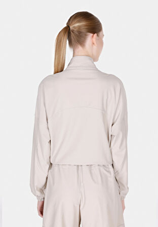 Regular Fit Fermuarlı Düz Kadın Taş Sweatshirt Cl1073247