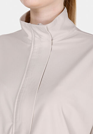 Regular Fit Fermuarlı Düz Kadın Taş Sweatshirt Cl1073247