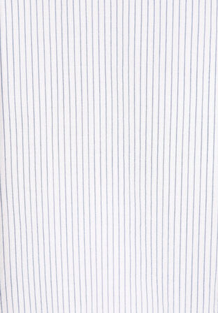 Regular Fit Shirt Neck Çizgili Kadın Mavi Uzun Kol Gömlek