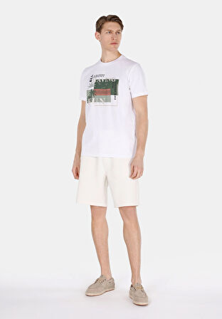 Regular Fit Yuvarlak Yaka Düz Erkek Beyaz Kısa Kol Tişört