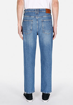 046 Marco Loose Straight Fit Orta Bel Düz Paça Erkek Mavi Jean Pantolon