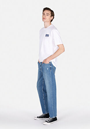 046 Marco Loose Straight Fit Orta Bel Düz Paça Erkek Mavi Jean Pantolon