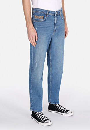046 Marco Loose Straight Fit Orta Bel Düz Paça Erkek Mavi Jean Pantolon