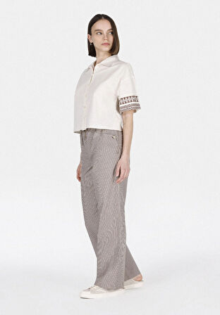 Straıght Fıt Yüksel Bel Geniş Paça Kadın Kahverengi  Pantolon