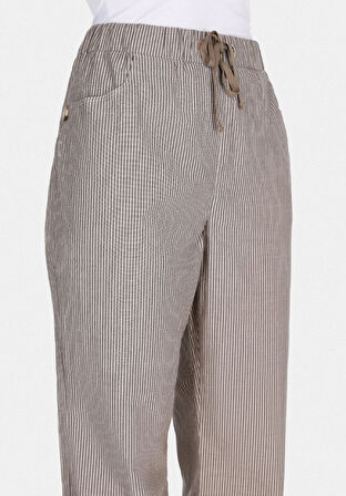 Straıght Fıt Yüksel Bel Geniş Paça Kadın Kahverengi  Pantolon