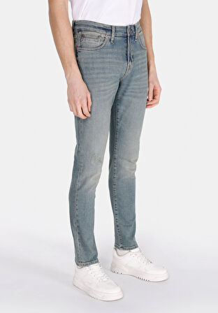 Slim Fit Düşük Bel Dar Paça Erkek İndigo Jean Pantolon